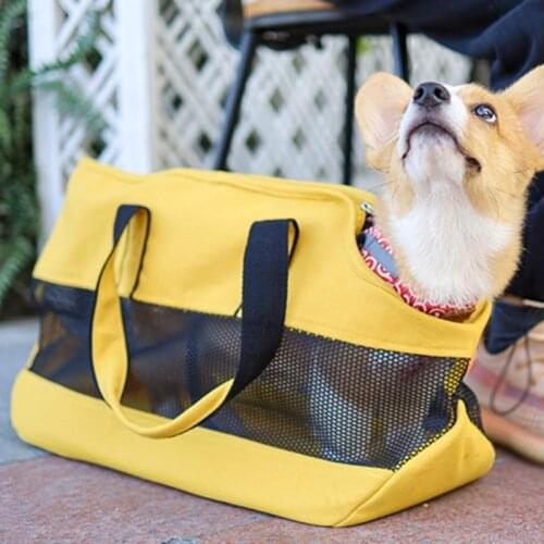 Dog Cat Carrier Bags Portable Pet Handbag Polyester Breathable Mesh Cloth Design for Pet Outdoor Travel Supplies, 3Colors