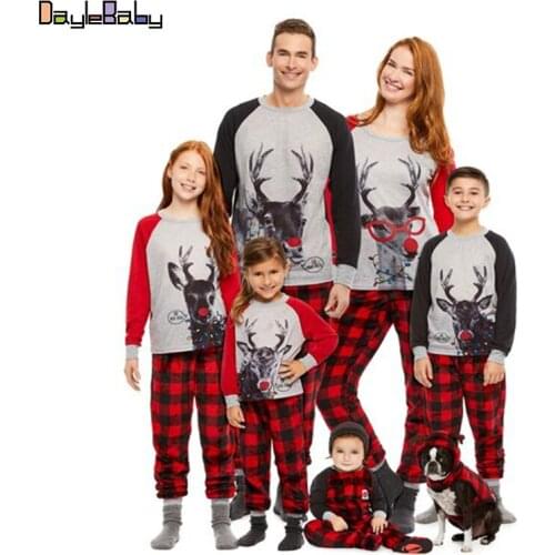 New Year Family Clothing Christmas Pajamas Matching Outfit Clothing Sets Family Pyjamas Girls' Merry Christmas Family Pajamas