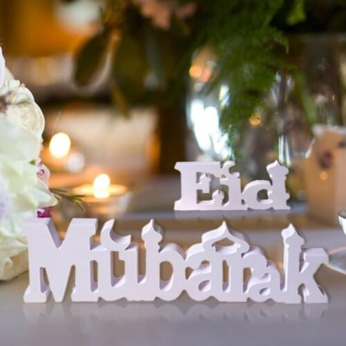 Ramadan Eid Mubarak Wooden table Craft Kareem Eid Mubarak Decor Islamic Muslim Ramadan Party Decoration
