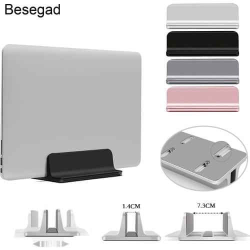 Besegad Aluminium Adjustable Vertical Desktop Laptop Holder Stand Bracket for Apple MacBook Pro Mac Book Lenovo YOGA Notebook