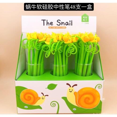 48pcs/1lot Kawaii Gel pen snail animal soft silicone Pens School Stationery Writing Supplies Office Supplies