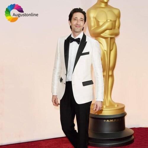 Formal Ceremony Ivory Men Suit Wedding Black Peaked Lapel Groom Tuxedos Slim Fit Bridegroom Suit 2 Piece Man Blazer Jacket Pants