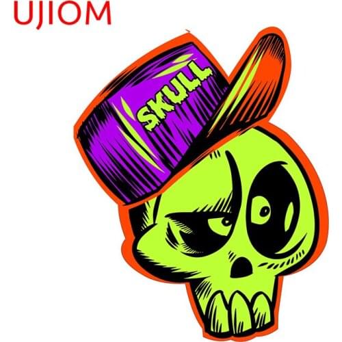 UJIOM Skull with Cap Skateboard Fun Sticker Wallstickers Bathroom Wall Poster Kids Room Decoration Wallpaper Decals Home Decor