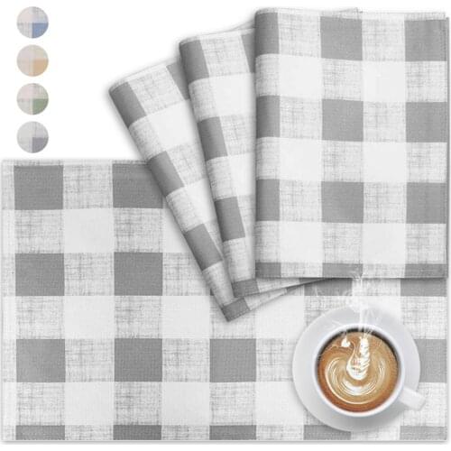 VCVCOO Placemats Polyester Kitchen Dinning Plaid Table Mat Manteles Individuales Doilies Cup Mats Coaster Waterproof Cloth Pad