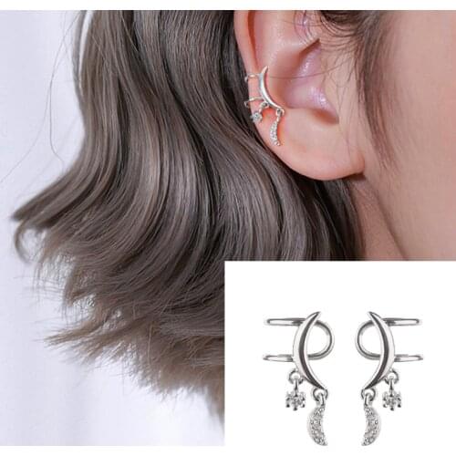 A Girl' Women Fashion Vintage Boho Moon Earrings Star Ear Clip Popular Lady Jewelry Party Gift Oorbellen Ear Cuff Clips
