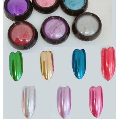 1 Jar 0.5g Metallic Chrome Flakes / Fine / 7 Colors Mirror Nails - glitter/Magic Mirror Chrome Dip Powder Nail Glitter ,HJui89KK