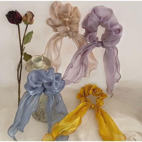 1PC Sweet Headwear Turban DIY Bow Streamers Hair Scrunchies For Women Ribbon Hair Ties Horsetail Ties Head Wrap Hair Accessories