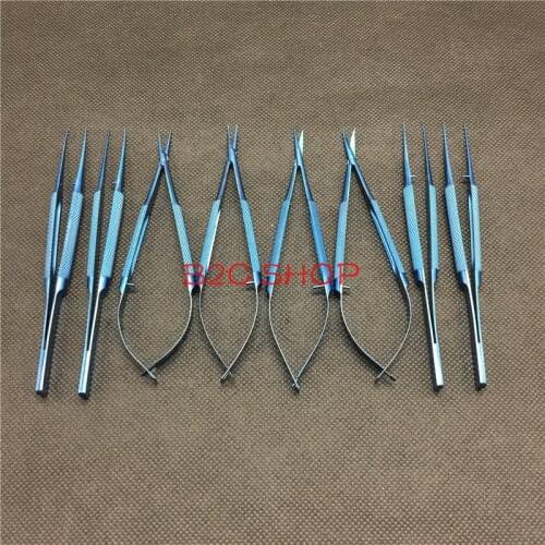 12.5CM Titanium dental tweezers instruments scissors 10.5CM Micro forceps tweezers tools