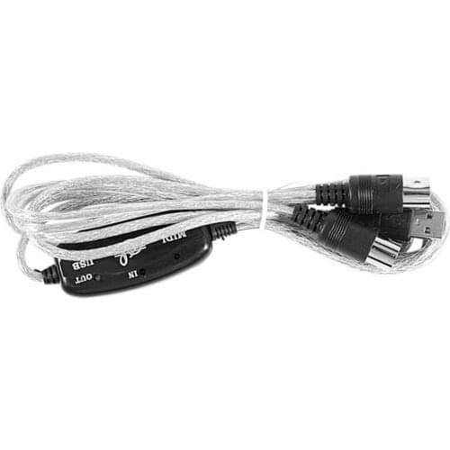 2m USB to MIDI Interface Converter Cable Cord PC to Music Keyboard Adapter Black