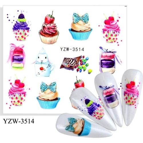 WUF 4PCS Strawberry/Cherry/Ice Cream/Butterfly Water Nail Stickers Decals Watermarks Manicure Sliders Nail Art Decoration