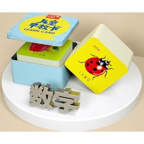 44pcs/box New Early Education Baby Preschool Learning Cards Chinese characters cards with picture /number/english