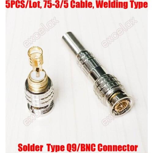 5PCS/Lot Solder Welding Type Q9 Male BNC Coupler Connector for Coaxial CCTV Video Surveillance Signal Transmission