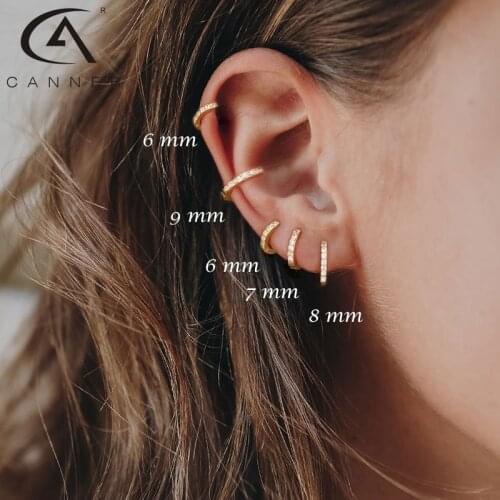 CANNER Circular Zircon Hoop Earrings For Women 925 Sterling Silver Trend Huggie Puncture Small Earrings Fine Jewelry Ear Hoops