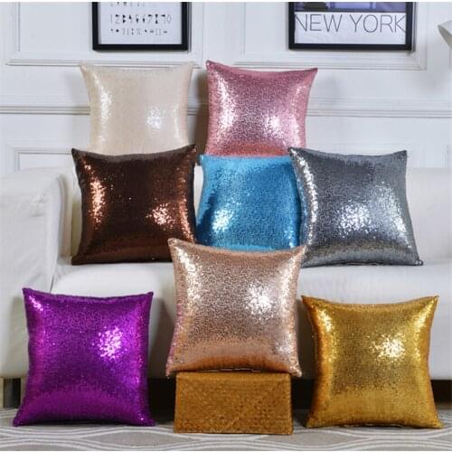 Shining 40/45/50/55CM Square Sequins Cushion Cover Decorative Couch Throw Pillow Cover New Year Christmas Pillowcase Party Decor