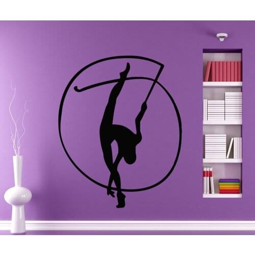 Girl Gymnast With A Ribbon Sport Gymnastics People Home Vinyl Wall Decal Sticker Kids Nursery Baby Room Decor 3d Poster A144