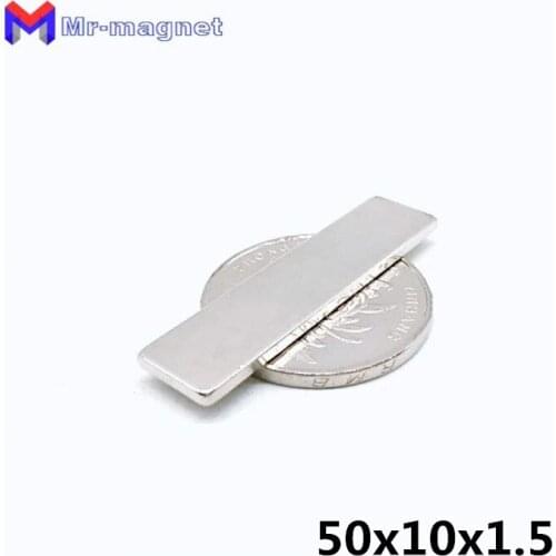 Hot Sale 100pcs 50mm*10mm*1.5mm Super Strong Cuboid Block Neodymium Magnet Rare Earth N35 50x10x1.5mm 50x10x1.5