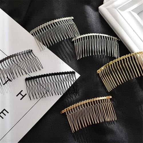 10 PCS Fashion Style Metal Alloy Iron Hair Combs Blank Base 12/15/20 Teeth For Women Hair Comb Wedding For Jewelry Making
