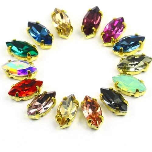 Crystal Navette sew on rhinestones With Claw point back Crystal Navette Glass Sewing Rhinestones strass For needlework Garment 5