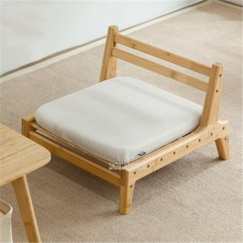 Meditation Seat Low Stool With Sofe Cushion Backrest Japanese Legless Leisure Floor Chair Home Living Room Bamboo Furniture