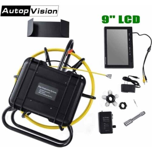 30M Sewer Pipe Inspection Camera System 9" Monitor 1200TVL Pipeline Endoscope Snake Drain Video Camera with 8GB Card WP9600