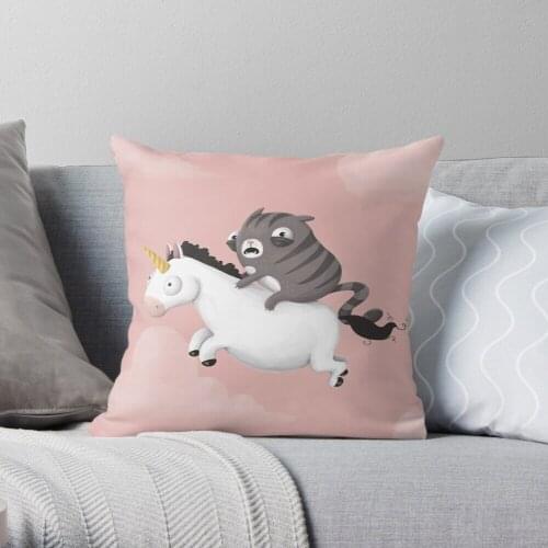 Cat and Unicorn Throw Pillow Cushion Cover Polyester throw pillows case on sofa home living room car seat decor 45x45cm