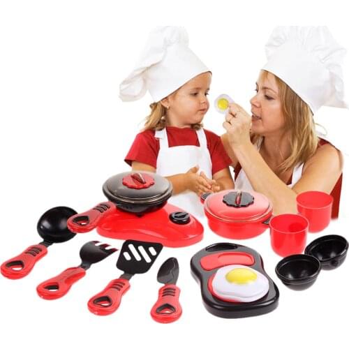 Kitchen Cooking Toy Children DIY Beauty Plastic Kitchen Toy Role Play Toy Set Children Pretend Play Educational Toys Red Pink