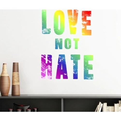 LGBT Rainbow Gay Lesbian Transgender Bisexuals Support Love Not Hate Flag Illustration Wall Sticker Art Wallpaper for Room Decal