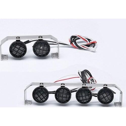 Metal light Bar LED Light Bar White Roof Lamp +Spotlights for 1/10 rc crawler car D90/SCX10/CC01