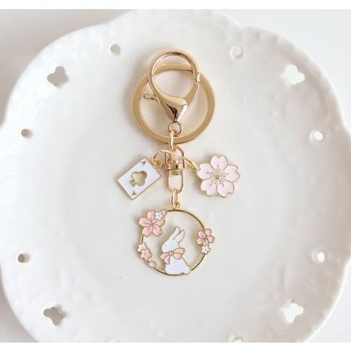 Kawaii Anime Rabbit Keychain Keyring Phone Charm Accessories Bag Car Keychains Cartoon Couple Personalized Gift Men Women Gift