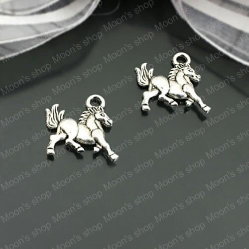Fashion Jewelry Findings Accessories charm pendant Alloy Antique Silver color 13*12MM Horse 50PCS (JM3298)