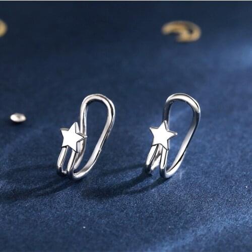 Fashion Jewelry Star Ear Clip Earring Popular Design High Quality AAA zircon Silvery Plating Ear Cuff Clip For Girl Lady Gifts