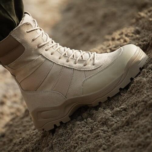 Autumn Winter Men s Desert Training Ankle Boots Outdoor Hiking Climbing Leather Nylon Waterproof Breathable High Tube Boot Shoes
