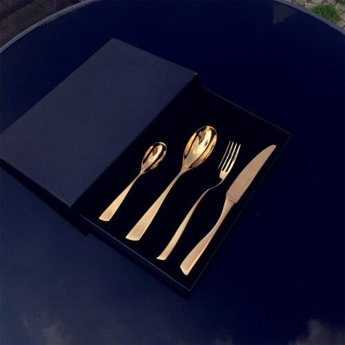 Stainless Steel Dinnerware Set Rose Gold Dinnerware Set 4pcs Dinnerspoon Fork Knife Kitchen Cutlery Set with gift box