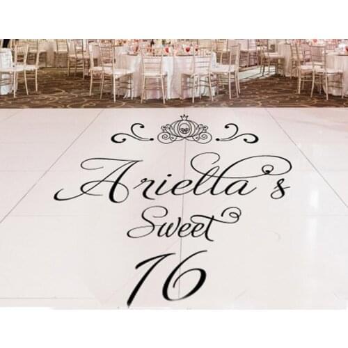Sweet 16 Dance Floor wall sticker Custom Name Medium Large Reception birthday Decals Fairytale Theme Princess Cinderella HY163