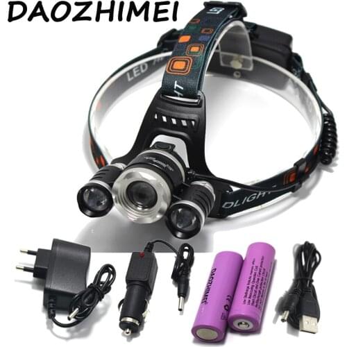 8000 lumen LED Headlamp XML T6 Waterproof Zoom Adjust Focus For Bicycle Camping Hiking Headlamp +2*18650 battery+Car charger