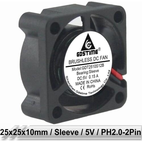 Wholesale 1000pcs Gdstime 25X25X10mm Mini DC 5V 25mm 2510S Brushless Chipset Heatsink Cooling Cooler Fan For 3D Printer Laptop