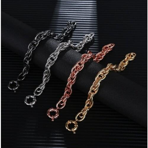 New fashion personality oval hand ring men domineering sailor buckle trend atmosphere thick chain 18K Gold Plated bracelet