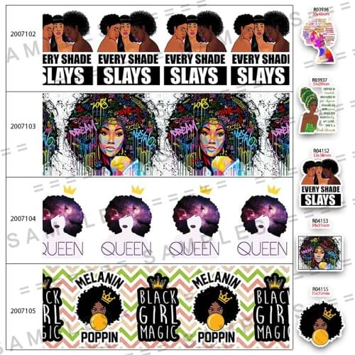 Queen Black Women Character Printed 5 Yards Grosgrain/Satin Ribbon 30pcs/lot Resins for DIY Holiday Decor 200710