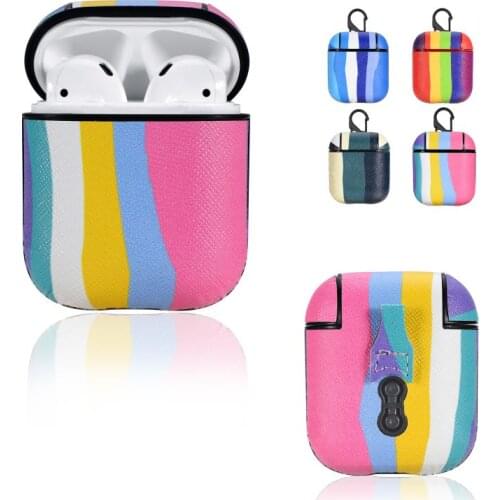 Luxury Rainbow leather case For Airpods 1 2 Color anti-drop earphone sleeve For Airpods pro cases Good quality leather cover