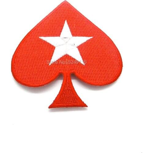 Retail And Stock Iron on red star embroidery patch for poker