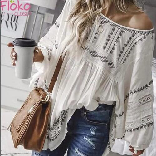 Flokocloset Autumn O-neck Vintage Long Sleeve Print Loose Top Spring Streetwear Women T-Shirts