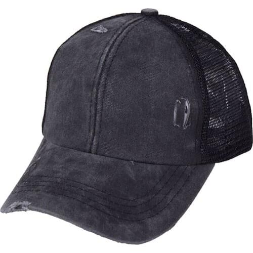 Women Cotton Light Board Washed Worn Old Baseball Caps Outdoor Sports Ripped Edges Holes Cross Cowboy Exposed Ponytail Hats B83