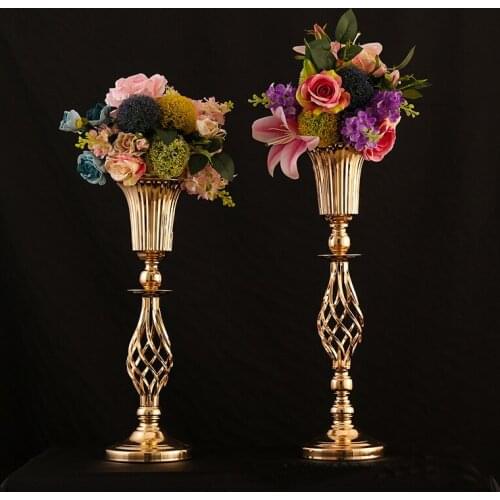 Gold Metal Flower Vase Wedding Table Centerpieces 10 pcs/lot