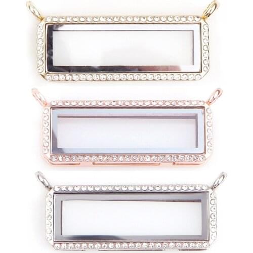 1pc Good Quality Crystal Square Glass Locket Magnetic Open Pendant for Necklace