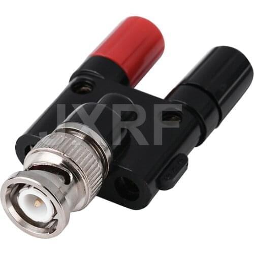 1pcs RF coaxial connector video tee BNC male to double female of banana plugs fast ship