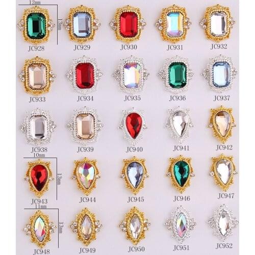 10pcs Multi-size Glass Flat Back Strass Nail Crystal Rhinestones AB Octagon/Water Drop 3D Gem Charm Manicure Jewelry Stone