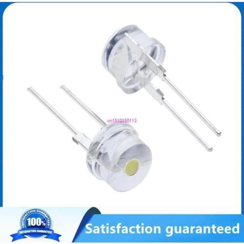 10PCS NEW F8 8mm 0.5W 3.0-3.2V Straw hat LED White Super bright LED lamp Wide Angle Transparent LED Lamp Strawhat LED