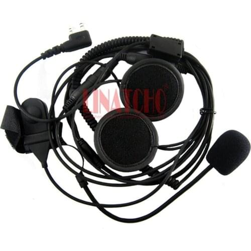 2 pins connector walkie talkie radio earmuff headset hunting radio earpiece motor helmet mic bar earphone