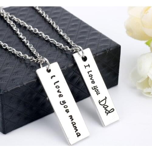 2pcs Necklaces Pendants Jewellery I love you Dad Mama Letters Necklace Fashion Creative Accessories Link Chain Choker