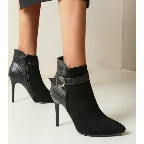 2020 winter autumn pointed toe sexy extreme thin high heels womens stilettos booties shoes woman ankle boots plus size 46 47 48